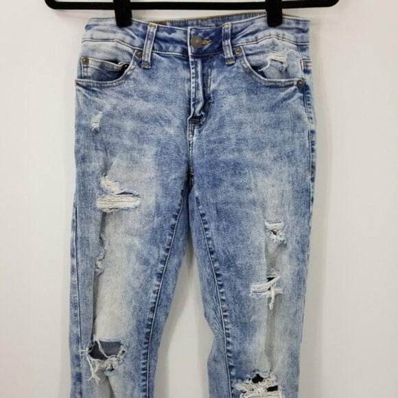 American Eagle Mens Light Wash Acid Wash Skinny Jeans Distressed 26 x 30 - Picture 3 of 11